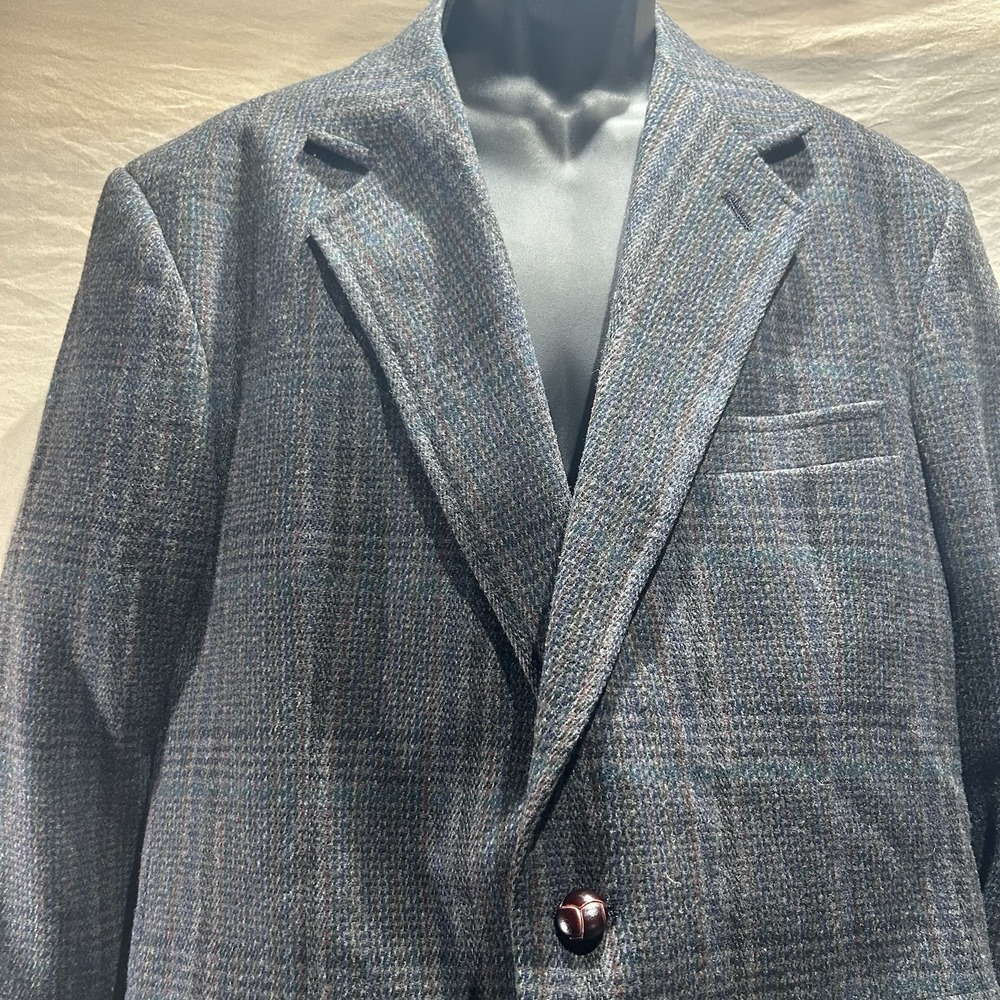 Vintage Pendleton Mens 42L Plaid Virgin Wool Tweed Blazer Sport Coat USA